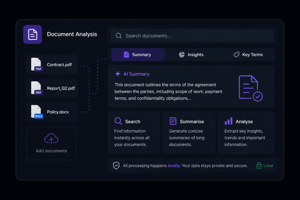 Local AI document intelligence for contracts reports and internal files
