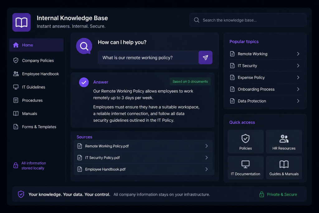 Internal business knowledge base powered by secure local AI