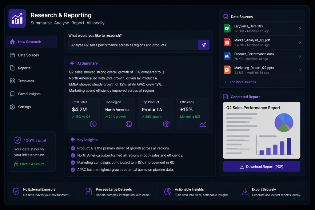 Local AI research and reporting tools for business analysis